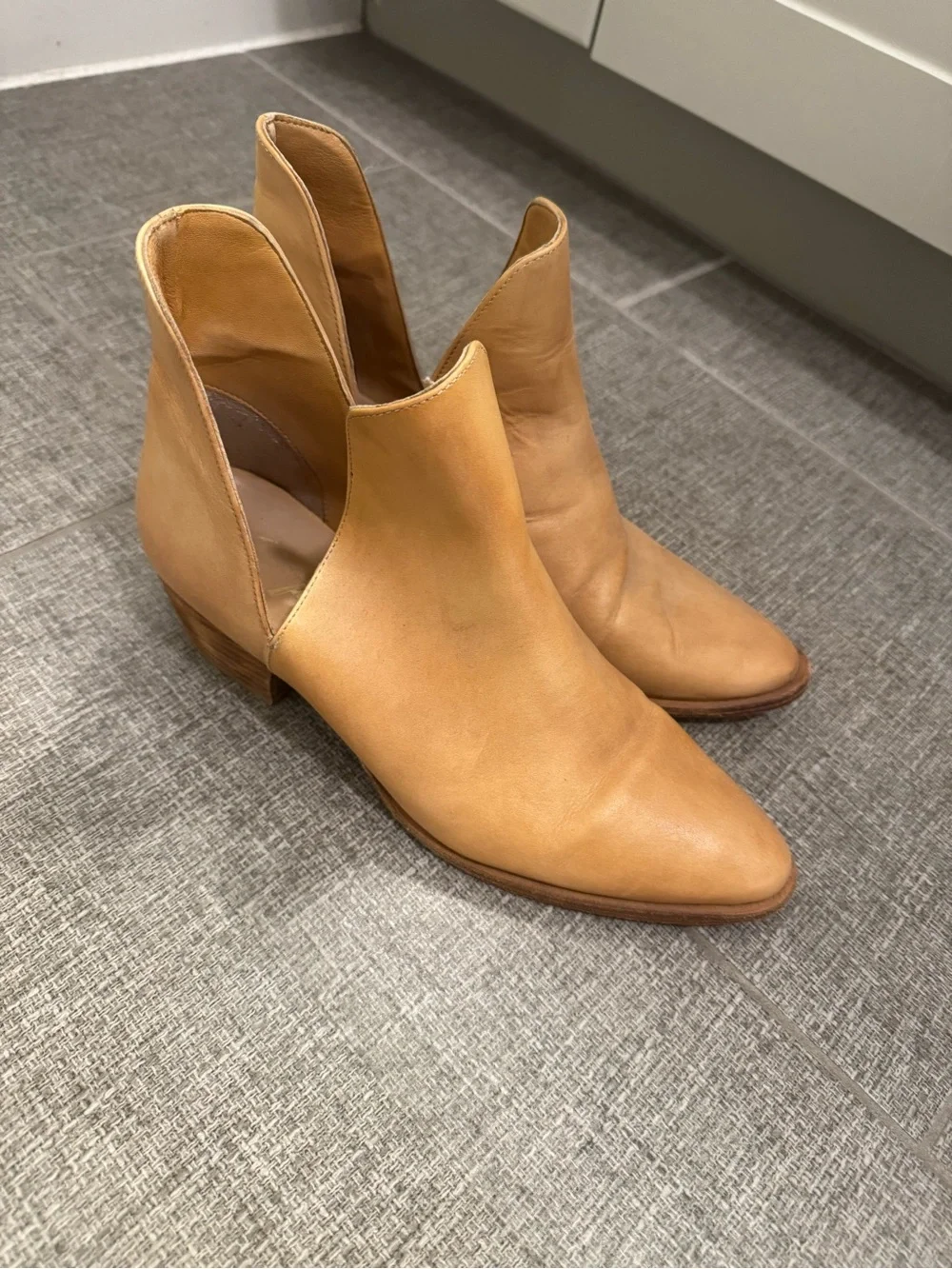 Free People Caramel Leather Ankle Booties